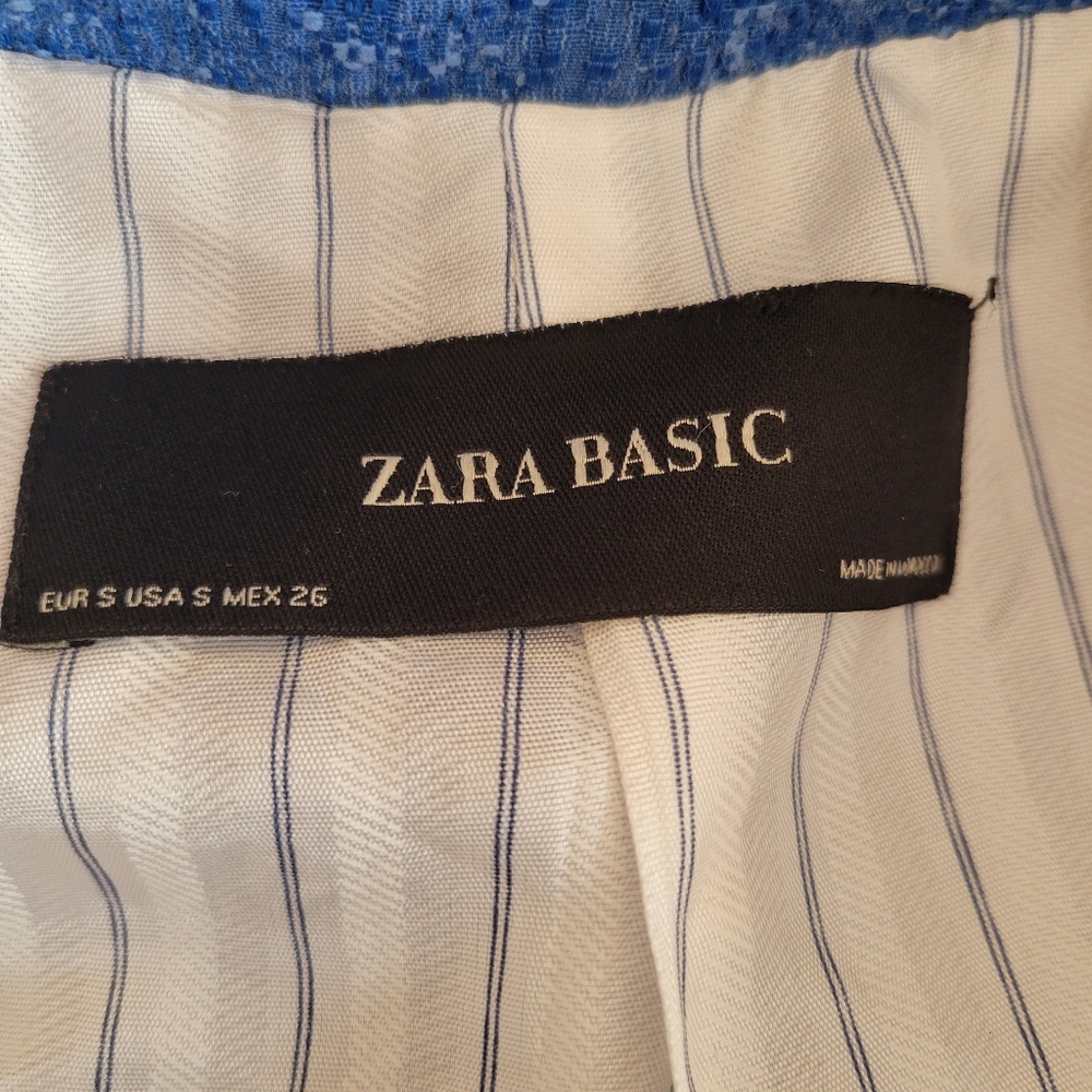 Zara Blue Textured Tweed Oversized Long Coat Size‎ Small - Picture 4 of 4